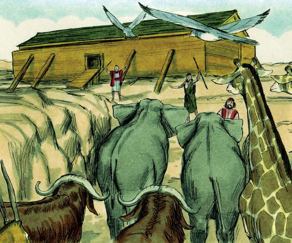 Animals entering the Ark before the worldwide flood Animals entering the Ark before the worldwide flood