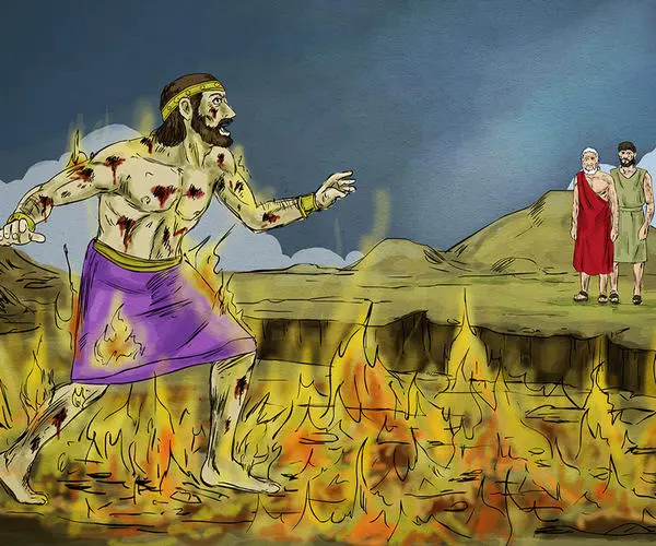 The rich man, in Hell, sees his poor neighbor with Abraham