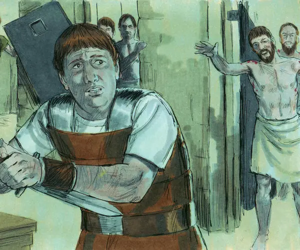 Paul telling the jailer not to kill himself